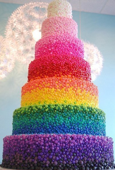 Радужный свадебный торт